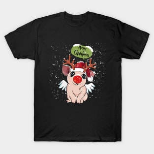 Christmas sweater pig and reindeer snow T-Shirt